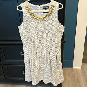 Newport News ivory crocheted/laced dress, pearl neckline, size 12